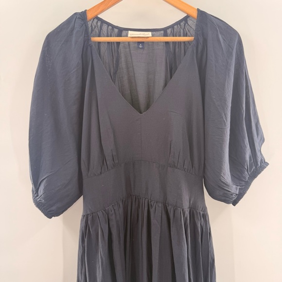 NWOT Puff Sleeve Lightweight Cottagecore A-Line Maxi Dress Navy Universal Thread - Picture 3 of 11